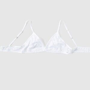 White Floral Mesh Lace Triangle Bralette, Size Women's Small (La SENZA)